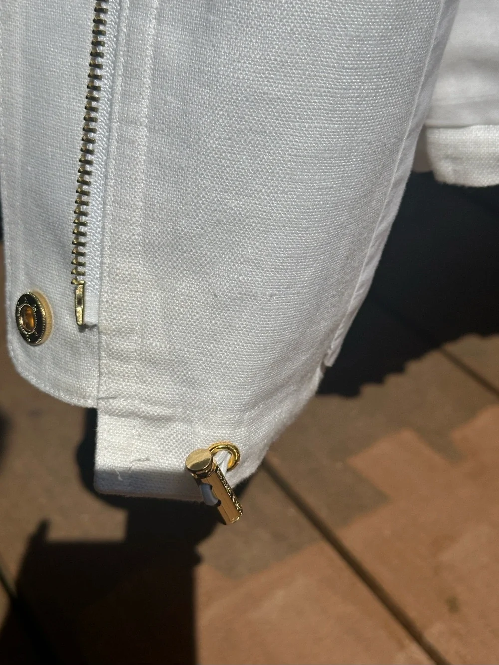 Michael Kors White Linen-Blend Utility Blazer